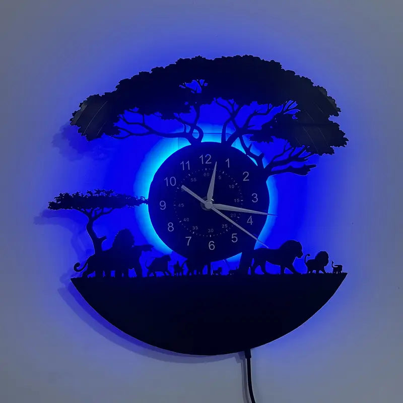 Horloge murale silencieuse à thème animalier en vinyle