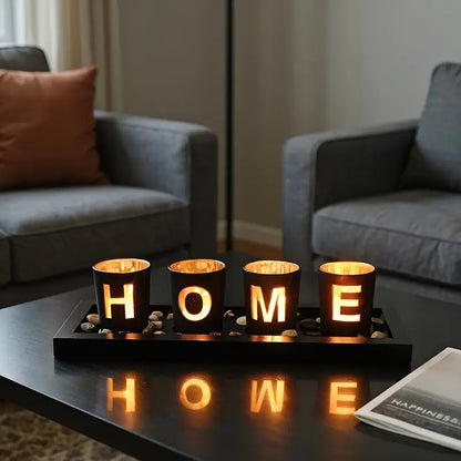 Ensemble de bougeoirs en bois + verre