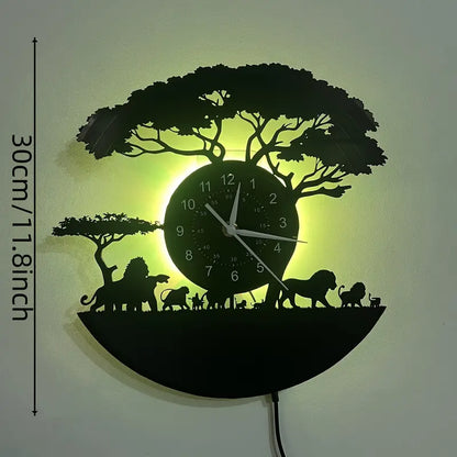 Horloge murale silencieuse à thème animalier en vinyle