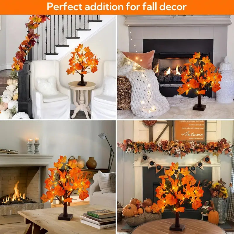 Leds Lampe d'arbre artificielle en forme de feuille de marronnier