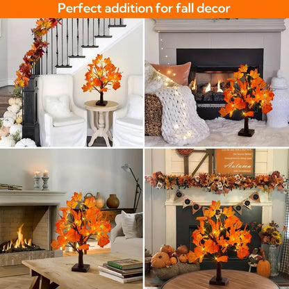 Leds Lampe d'arbre artificielle en forme de feuille de marronnier