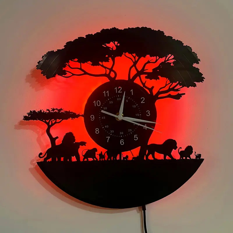 Horloge murale silencieuse à thème animalier en vinyle
