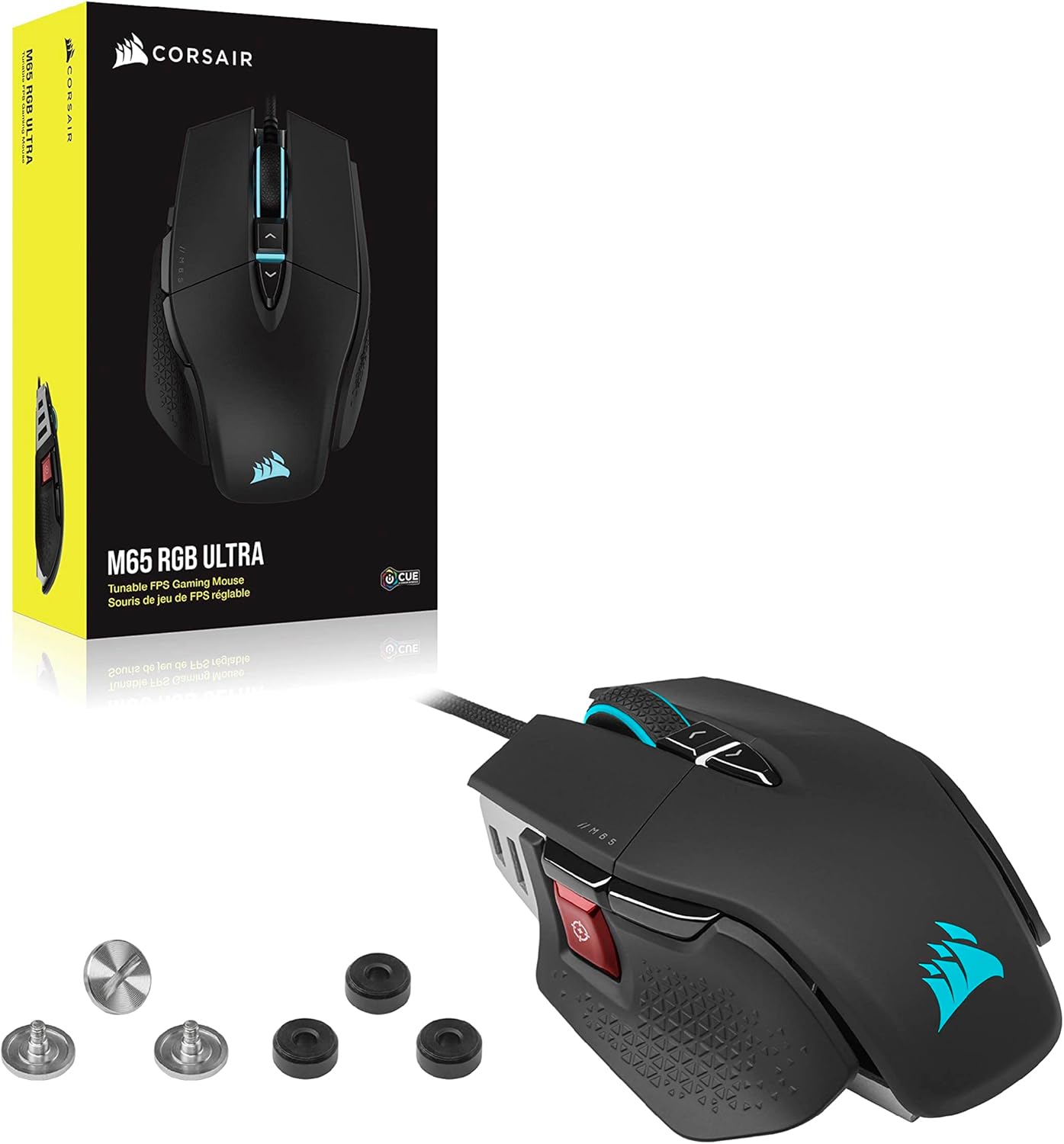 Corsair M65 RGB ULTRA Souris Gaming FPS Personnalisable - 26 000 DPI MARKSMAN, Switchs Optiques, Technologie d’hyper-traitement AXON, Contrôle de fusion de capteurs - Noir