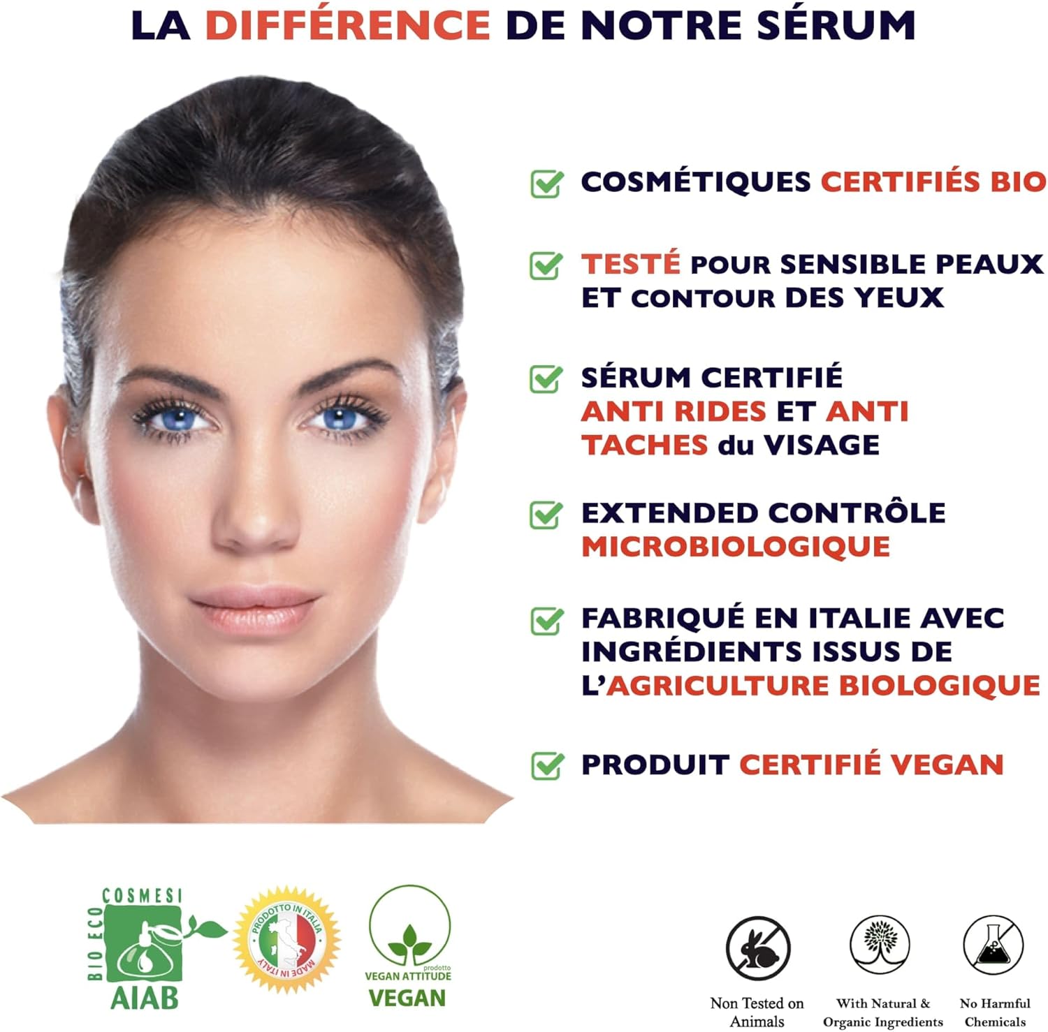 60 ml Bio Sérum Visage à la Vitamine C, Acide Hyaluronique Pur, Vit. E, B5 et Niacinamide. Anti-Rides, Anti-Taches, Anti-âge et Hydratant. Soin Visage Vegan & Cruelty Free.Testé Dermatologiquement