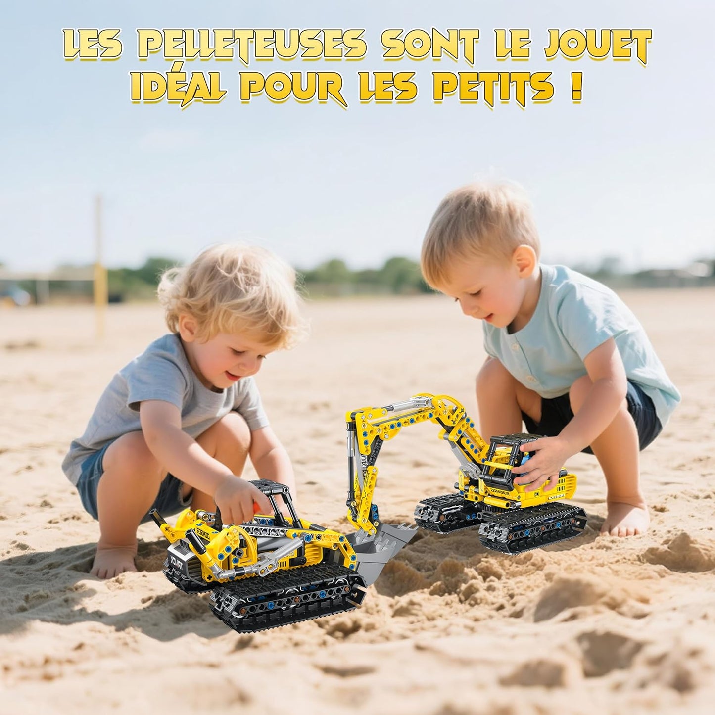 2 en 1 Pelleteuse & Bulldozers Technic, 399PCS Jeu de Construction pour Garçon 6-12+ Ans, Jouet d'ingénierie, STEM Jouet Blocs Cadeaux éducatif pour Enfants