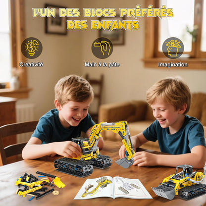 2 en 1 Pelleteuse & Bulldozers Technic, 399PCS Jeu de Construction pour Garçon 6-12+ Ans, Jouet d'ingénierie, STEM Jouet Blocs Cadeaux éducatif pour Enfants