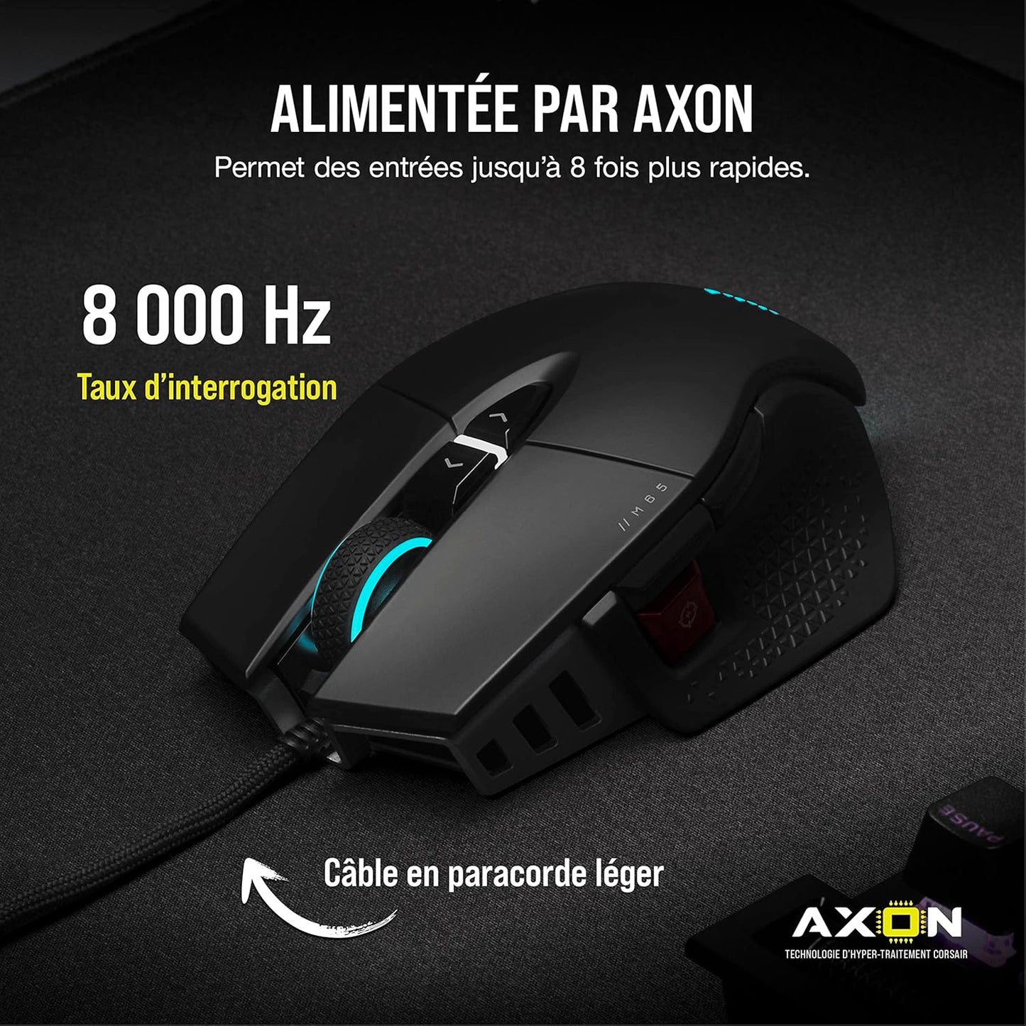 Corsair M65 RGB ULTRA Souris Gaming FPS Personnalisable - 26 000 DPI MARKSMAN, Switchs Optiques, Technologie d’hyper-traitement AXON, Contrôle de fusion de capteurs - Noir