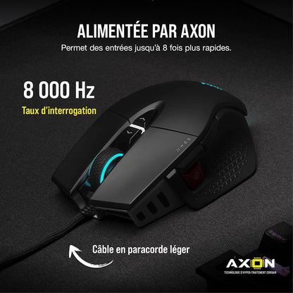Corsair M65 RGB ULTRA Souris Gaming FPS Personnalisable - 26 000 DPI MARKSMAN, Switchs Optiques, Technologie d’hyper-traitement AXON, Contrôle de fusion de capteurs - Noir