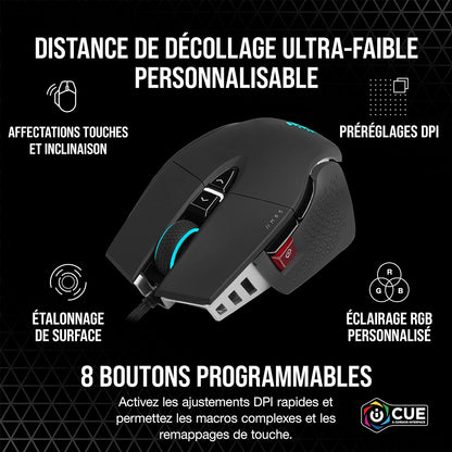 Corsair M65 RGB ULTRA Souris Gaming FPS Personnalisable - 26 000 DPI MARKSMAN, Switchs Optiques, Technologie d’hyper-traitement AXON, Contrôle de fusion de capteurs - Noir