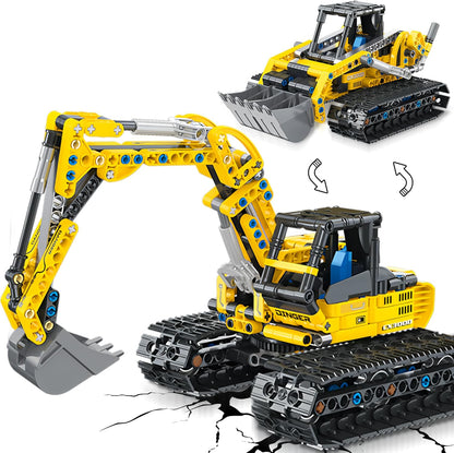 2 en 1 Pelleteuse & Bulldozers Technic, 399PCS Jeu de Construction pour Garçon 6-12+ Ans, Jouet d'ingénierie, STEM Jouet Blocs Cadeaux éducatif pour Enfants