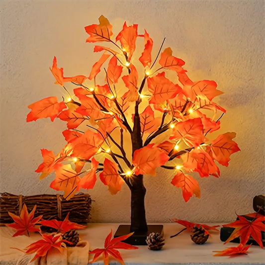 Leds Lampe d'arbre artificielle en forme de feuille de marronnier