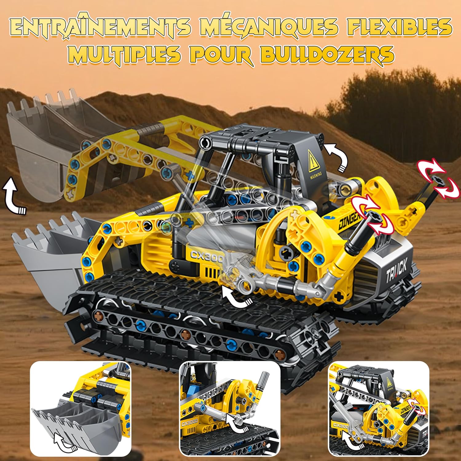 2 en 1 Pelleteuse & Bulldozers Technic, 399PCS Jeu de Construction pour Garçon 6-12+ Ans, Jouet d'ingénierie, STEM Jouet Blocs Cadeaux éducatif pour Enfants