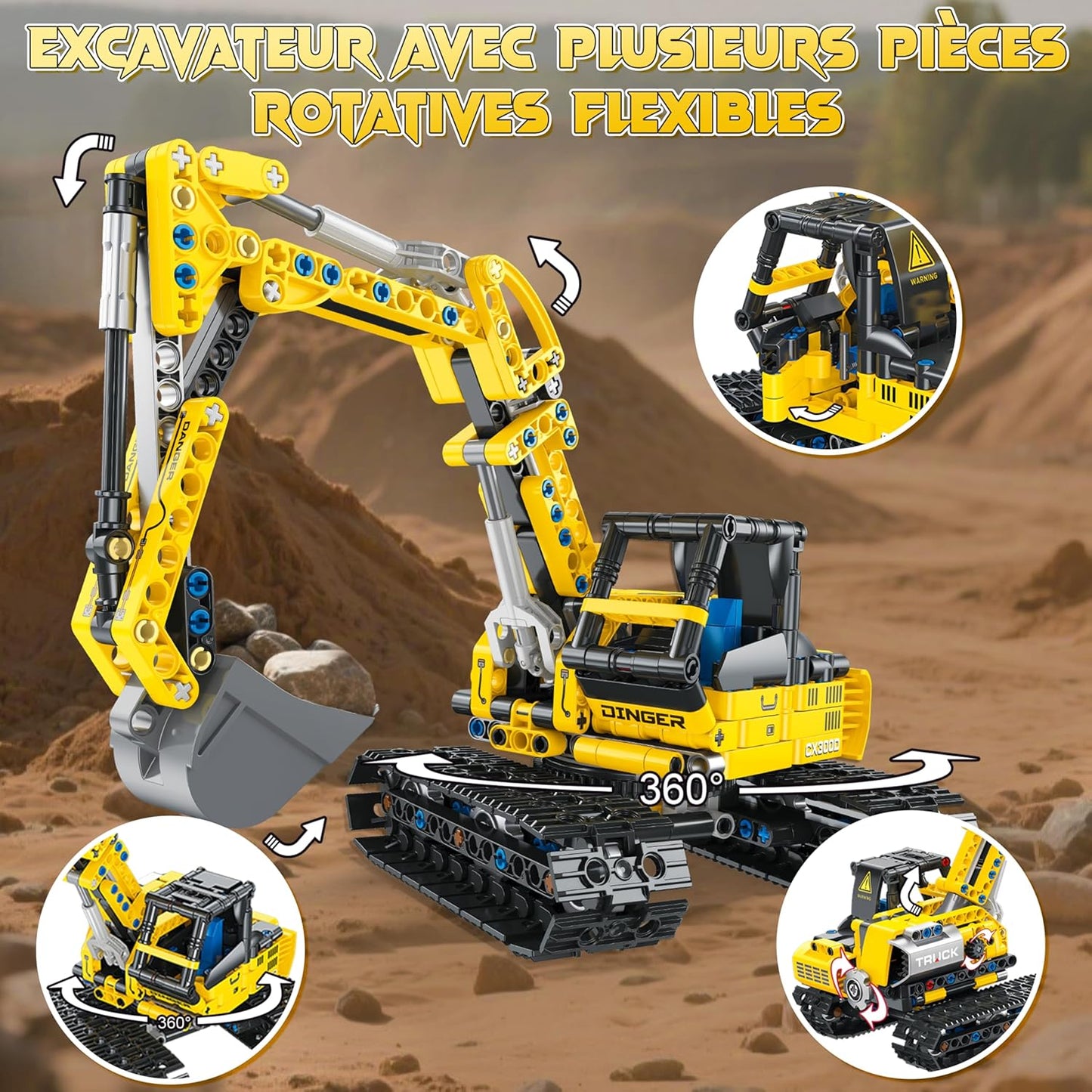2 en 1 Pelleteuse & Bulldozers Technic, 399PCS Jeu de Construction pour Garçon 6-12+ Ans, Jouet d'ingénierie, STEM Jouet Blocs Cadeaux éducatif pour Enfants