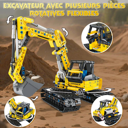 2 en 1 Pelleteuse & Bulldozers Technic, 399PCS Jeu de Construction pour Garçon 6-12+ Ans, Jouet d'ingénierie, STEM Jouet Blocs Cadeaux éducatif pour Enfants