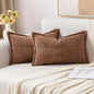2 pièces coussin rectangulaire en velours côtelé à rayures