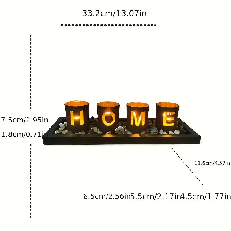 Ensemble de bougeoirs en bois + verre