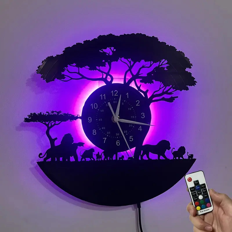 Horloge murale silencieuse à thème animalier en vinyle