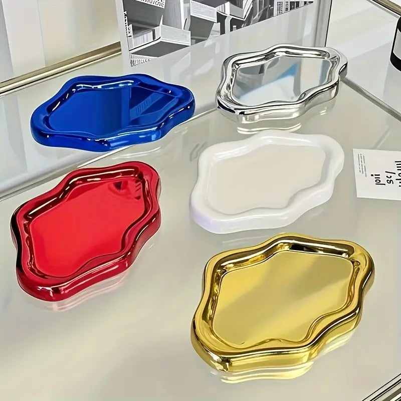 Élégant Plateau de Bijoux en Résine avec Design Floral