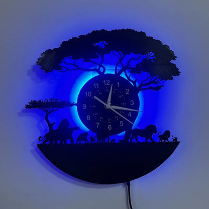 Horloge murale silencieuse à thème animalier en vinyle