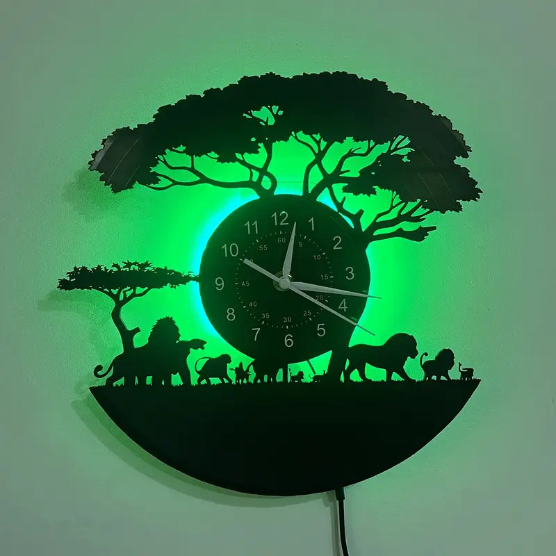 Horloge murale silencieuse à thème animalier en vinyle