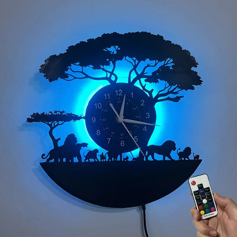 Horloge murale silencieuse à thème animalier en vinyle