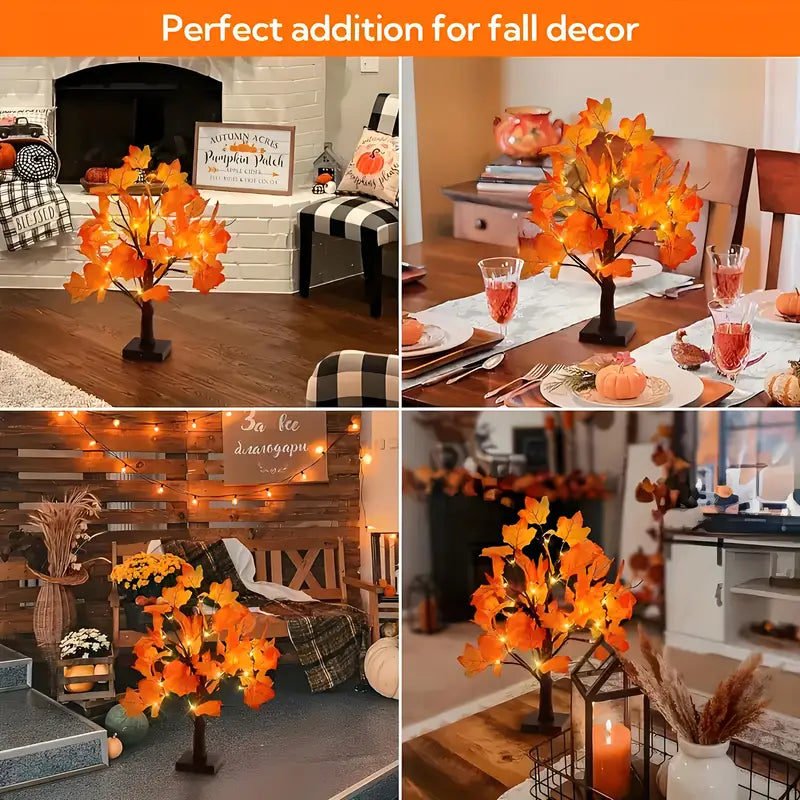 Leds Lampe d'arbre artificielle en forme de feuille de marronnier