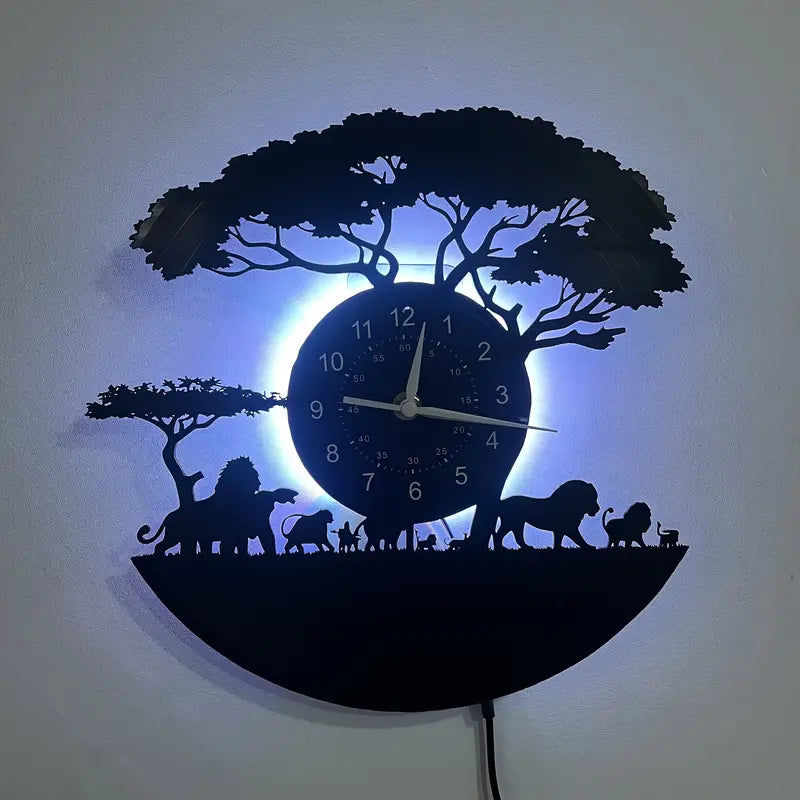 Horloge murale silencieuse à thème animalier en vinyle