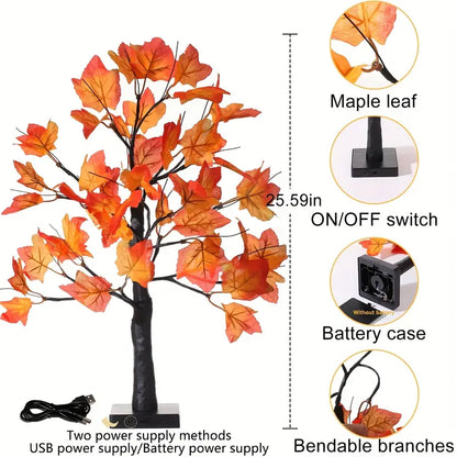 Leds Lampe d'arbre artificielle en forme de feuille de marronnier