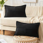 2 pièces coussin rectangulaire en velours côtelé à rayures