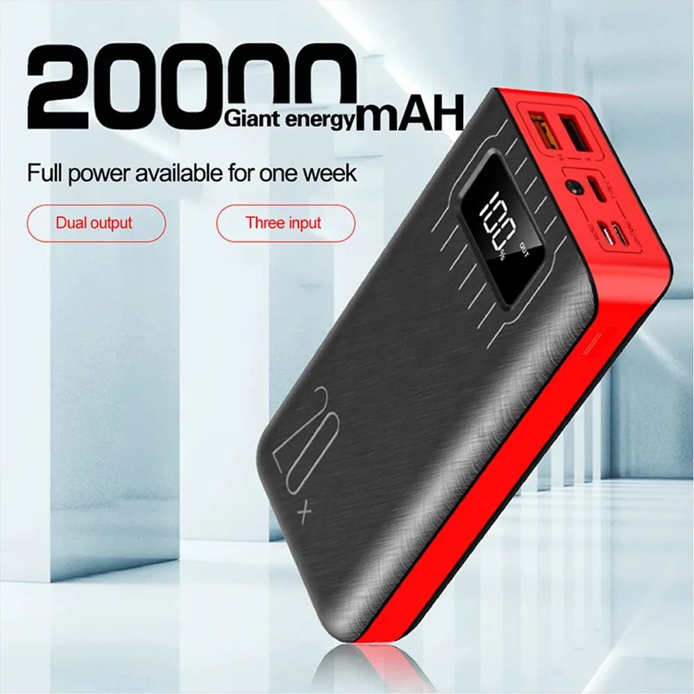 20000mAh External Battery Power Bank Dual USB With LED Flashlight